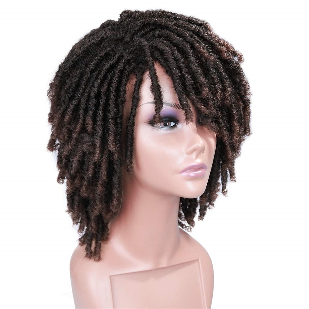 dreadlock pruik korte twist pruiken voor zwarte vrouwen en mannen afro krullend synthetische pruik 2025 - $47.99 –P2