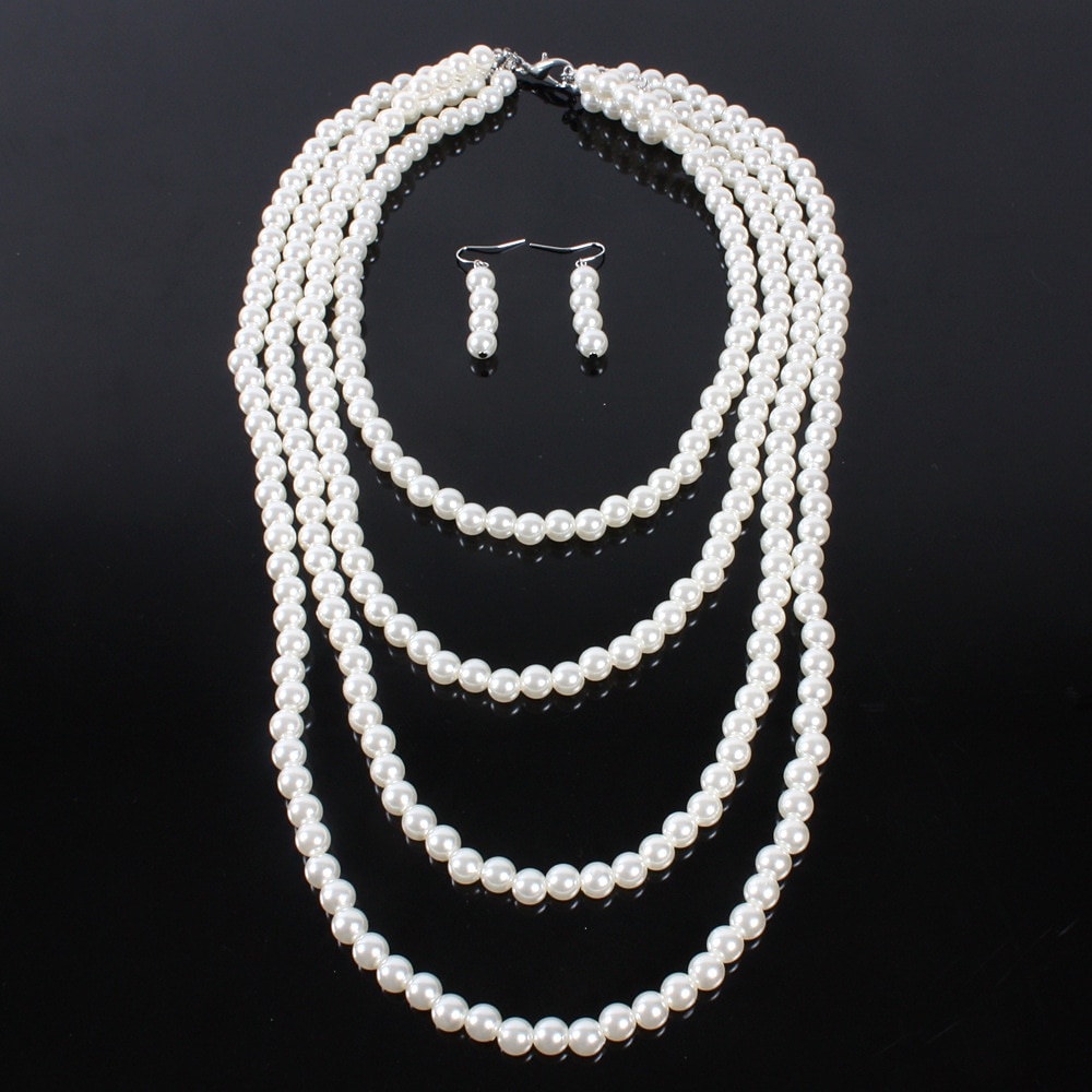 Pendientes collar de perlas gargantilla 2 uds accesorios de aleta retro vintage 1920s aleación para rugir 20s flapper cosplay disfraz de mujer joyería de moda 2026 - $14.99 –P4