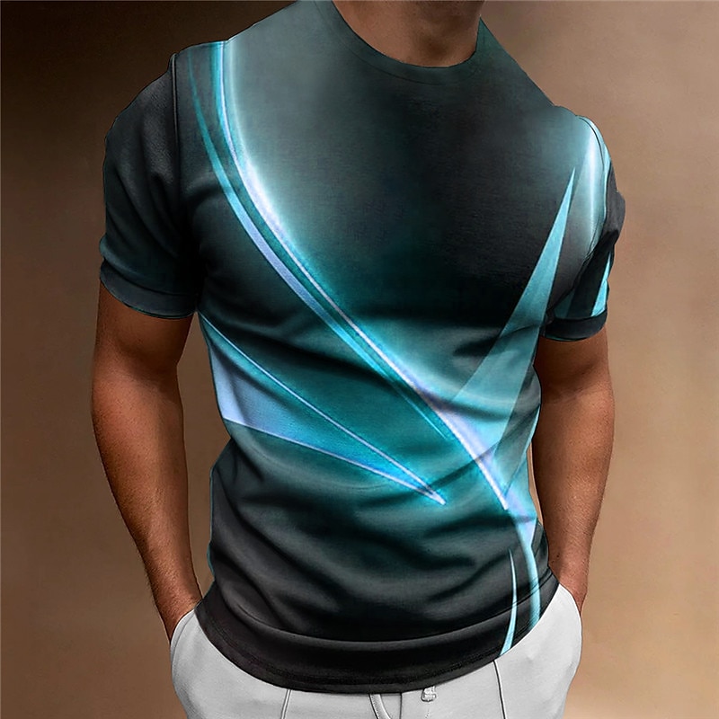 Herre Grafisk Fargeblokk T skjorte Kortermet T skjorte 3D-utskrift Crew-hals Skjorte Årgang Mote Designer utendørs Daglig Sport Gul Blå Lilla Vår sommer Klær S M L XL 2XL 3XL 2025 - $17.99 –P4