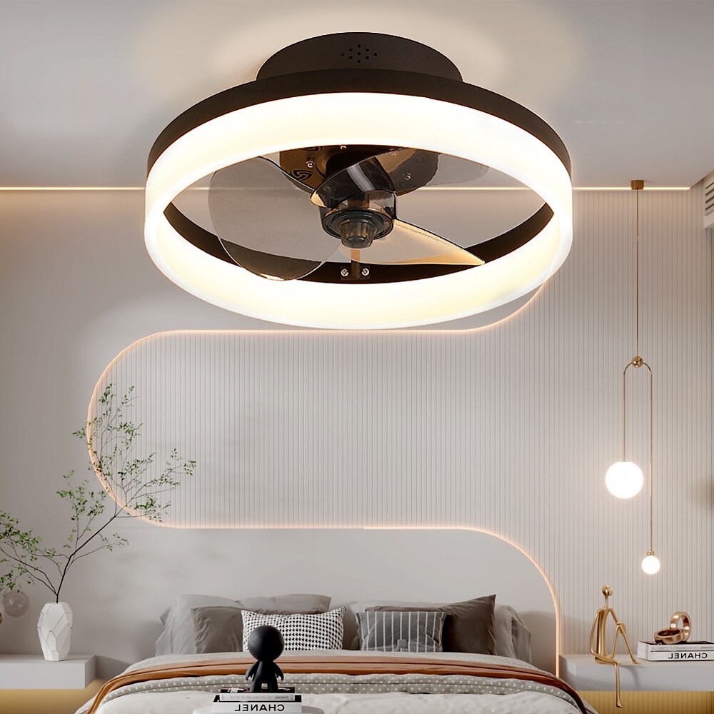 Ceiling Fans with Lights Flush Mount Low Profile Indoor Ceiling Fan,15.7" /19.6" Dimmable Bladeless Ceiling Fans with Remote Control,Smart 3 Colors 6 Speeds Reversible 2025 - $187.99 –P2