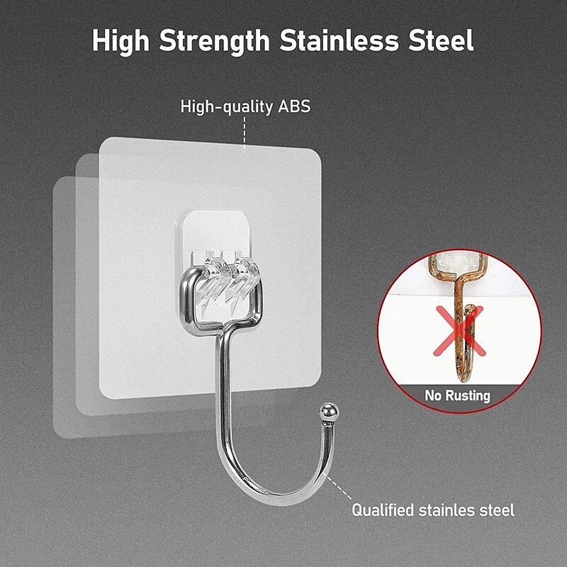 5Pcs Large Adhesive Hooks Waterproof and Rustproof Wall Hooks