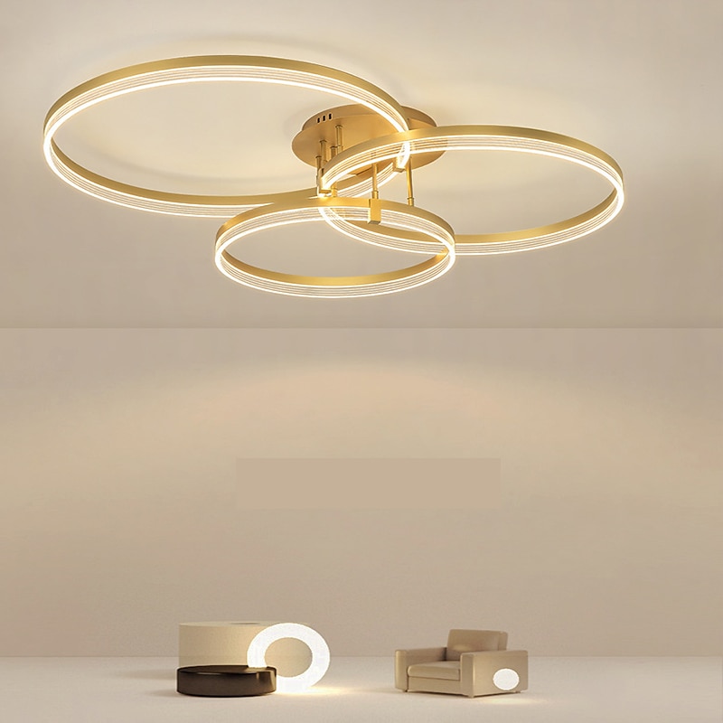 plafoniera led 30+40+50cm 3 lumini inel design cerc reglabil aluminiu finisaje vopsite luxos stil modern sufragerie dormitor lampi suspendate 110-240v doar reglabil cu telecomanda 2025 - $374.29 –P3