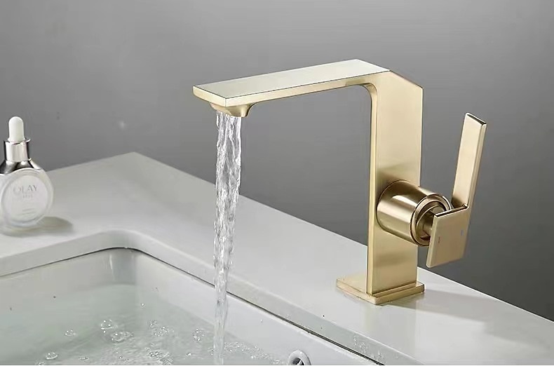 Waterfall Bathroom Sink Mixer Faucet Brass, Single Handle Washroom Basin Taps One Hole Faucets with Hot and Cold Hose, Waterfall Spout Brass Bathroom Tap Chrome Black Gold Grey 2025 - $113.99 –P5