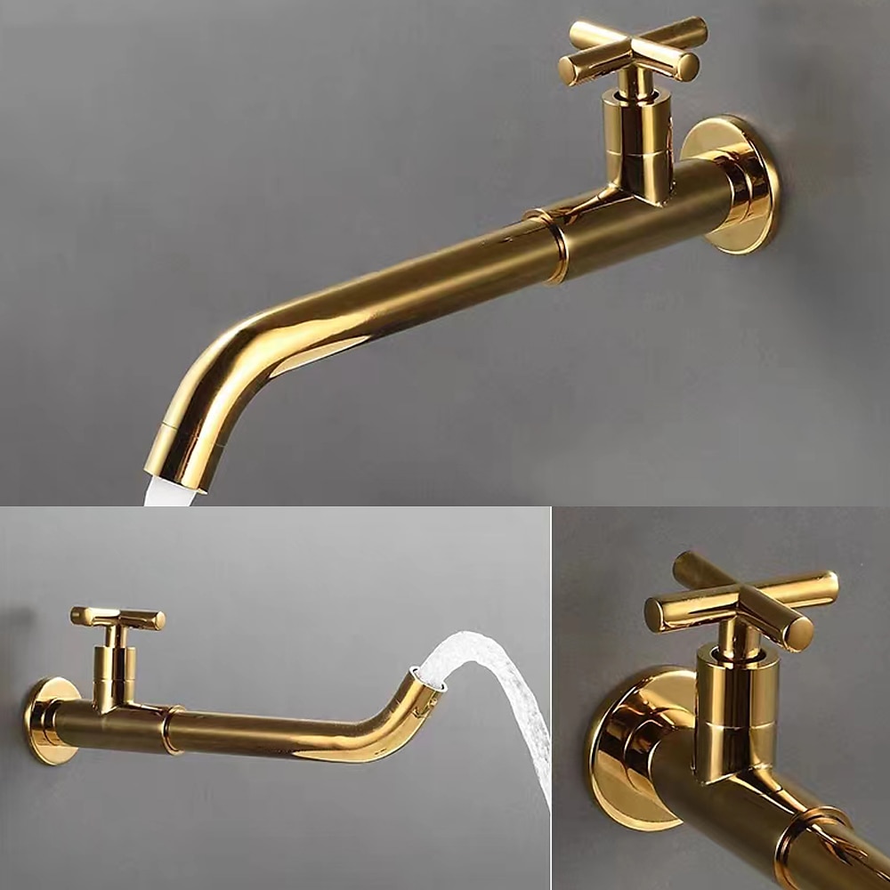 Wall Mounted Bathroom Sink Faucet Cold Water Only, Basin Taps Vintage Brass Single Handles One 3 Hole Washroom Wash Baxin Tap 2025 - $80.99 –P10