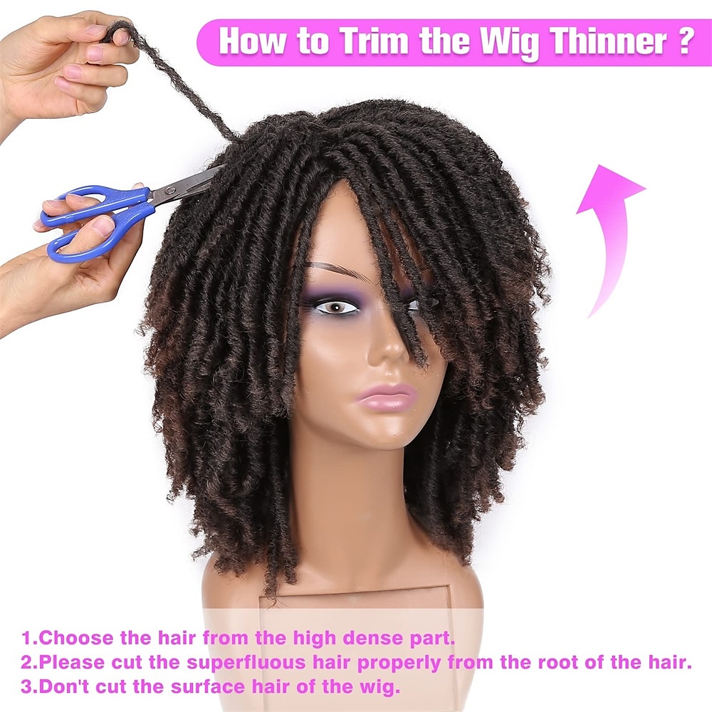 dreadlock pruik korte twist pruiken voor zwarte vrouwen en mannen afro krullend synthetische pruik 2025 - $47.99 –P5