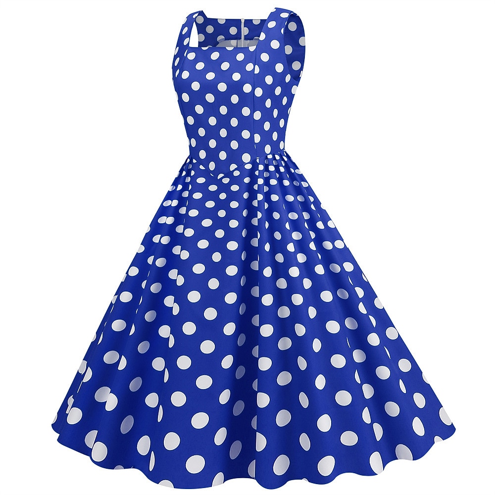 Retro Vintage 1950er Rockabilly Knielang Swing-Kleid Ausgestelltes Kleid Ärmellos Tupfen Kostüm Damen Karneval Maskerade Party / Abend Alltagskleidung Lässig Erwachsene Kleid Frühling & Sommer 2026 - $23.99 –P10