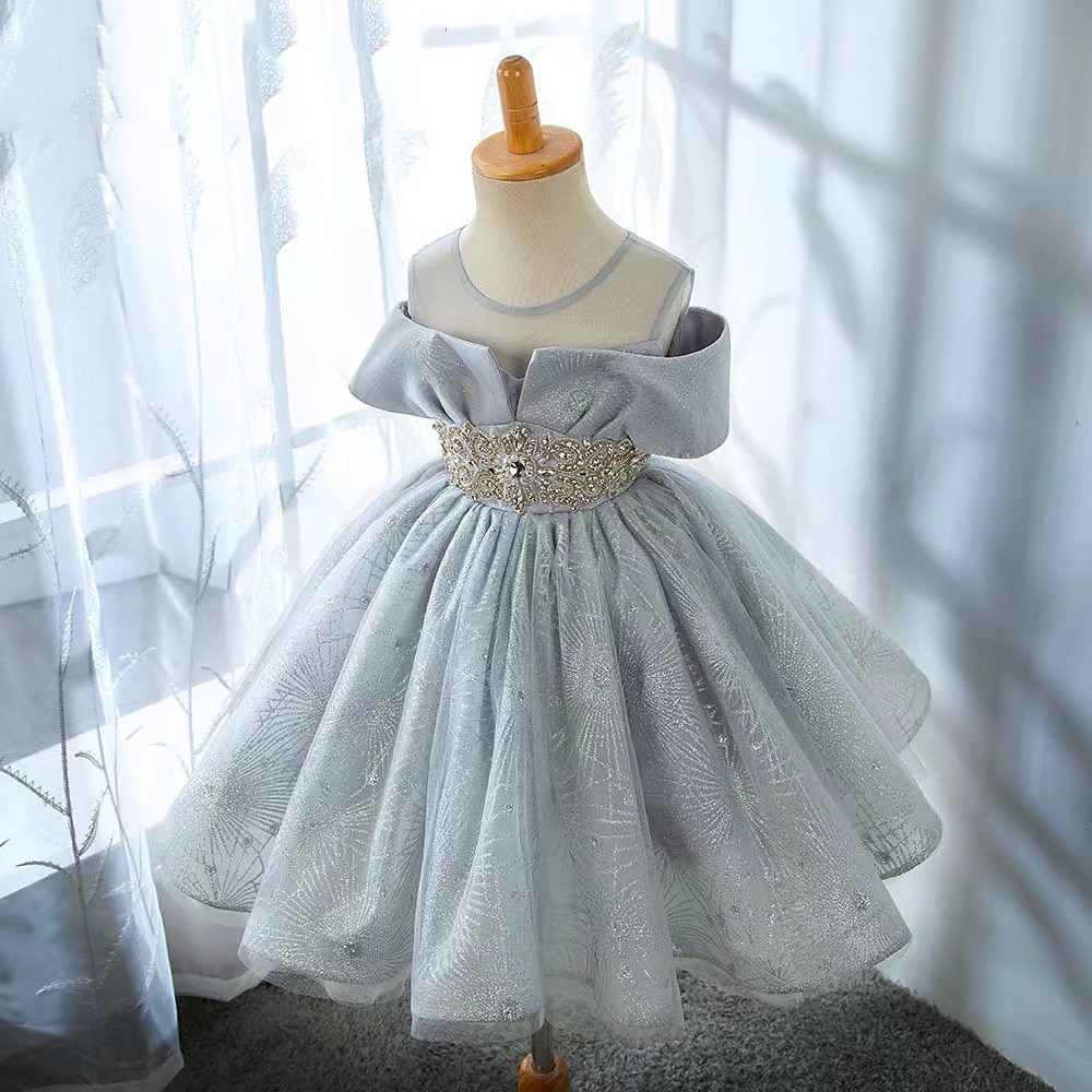 kinderkleidung Mädchen Party Kleid Feste Farbe Kurzarm Leistung Hochzeit Gitter Puffärmel Prinzessin Süß Gitter Mitte der Wade Etuikleid Tüll-Kleid Blumenmädchenkleid Sommer Frühling Herbst 2-12 Jahre 2025 - $62.99 –P4