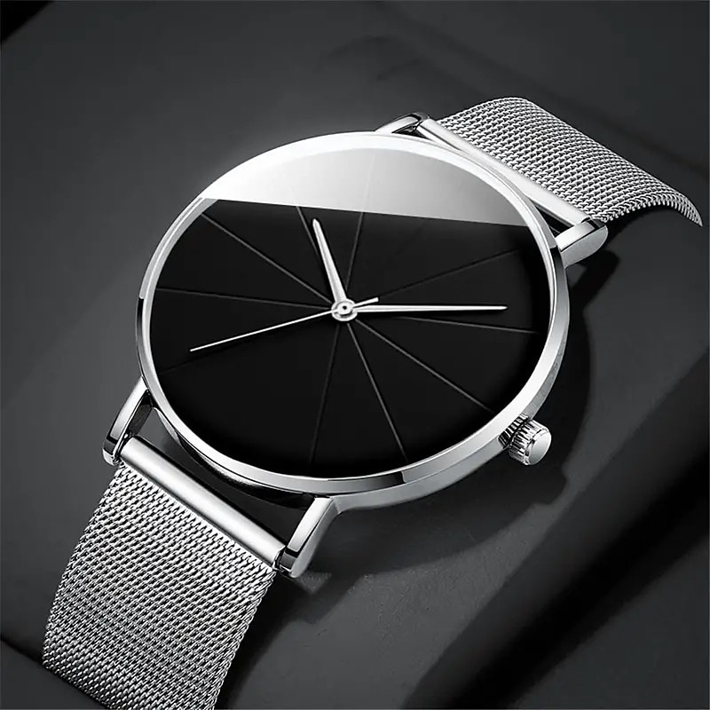 modne męskie zegarki kwarcowe ultra cienki casualowy minimalistyczny męski zegarek biznesowy z siatkowym paskiem 2025 - $21.99 –P3