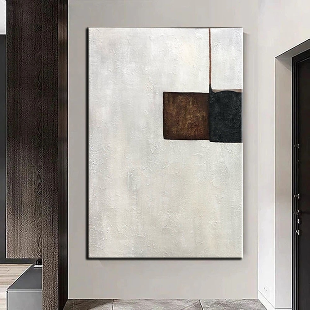 handgemachtes handgemaltes Ölgemälde, modernes großes minimalistisches beige Diptychon-Gemälde auf Leinwand, abstrakte Gemälde in Beige- und Brauntönen, Originaldekor, kein Rahmen, ungedehnt 2025 - $116.99 –P1