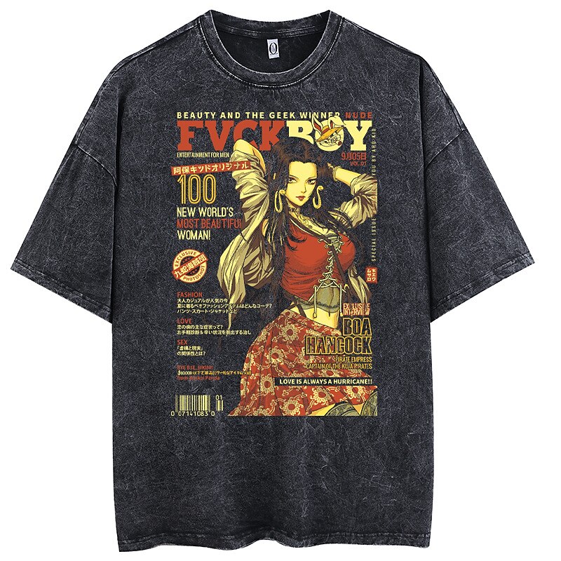 One Piece Boa Hancock Monkey D. Luffy Japonesa/Curta Camiseta lavada com ácido extragrande Imprimir Arte Gráfica Para Casal Homens Mulheres Adulto Lavagem com ácido Casual / Diário de 2025 por $23.99 –P1