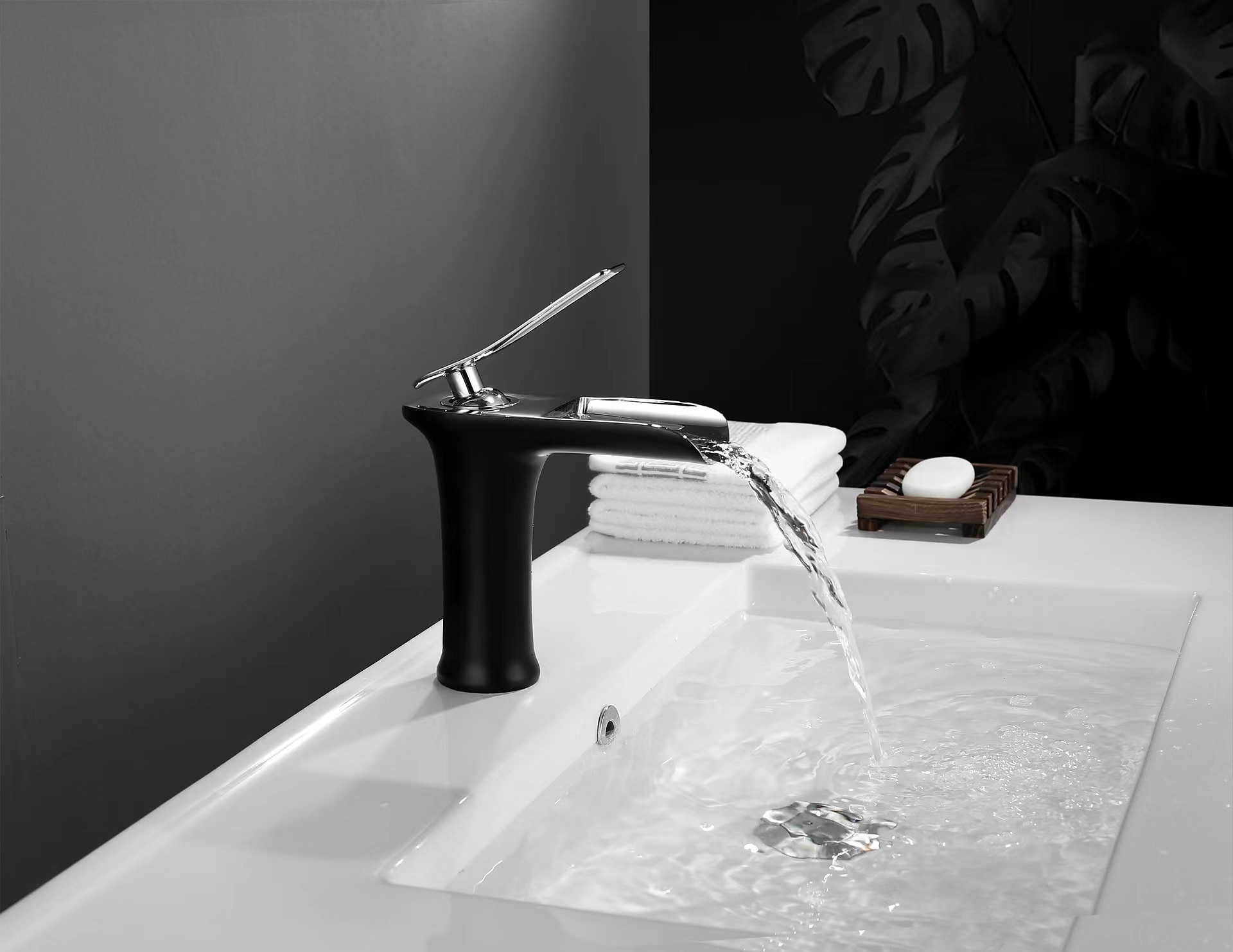 Waterfall Bathroom Sink Mixer Faucet 4.7" Spout, Mono Wash Basin Single Handle Basin Taps Washroom with Hot and Cold Hose, Monobloc Vessel Water Brass Tap Deck Mounted 2025 - $89.99 –P16