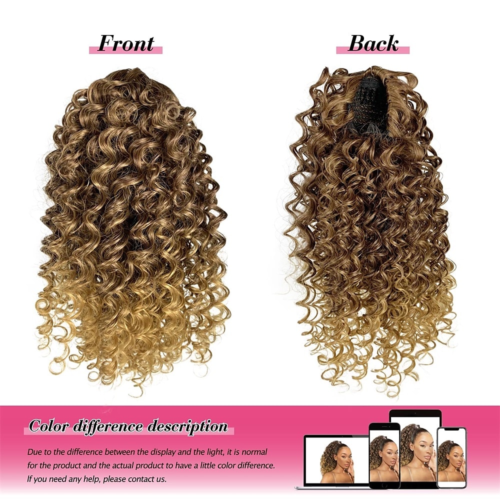 Deep Curly Drawstring Ponytail Extension for Black Women Afro Kinky Curly Pony Tail Hair Piece Synthetic Hair Extensions With 2 Clips 14 Inches 2025 - $20.99 –P10