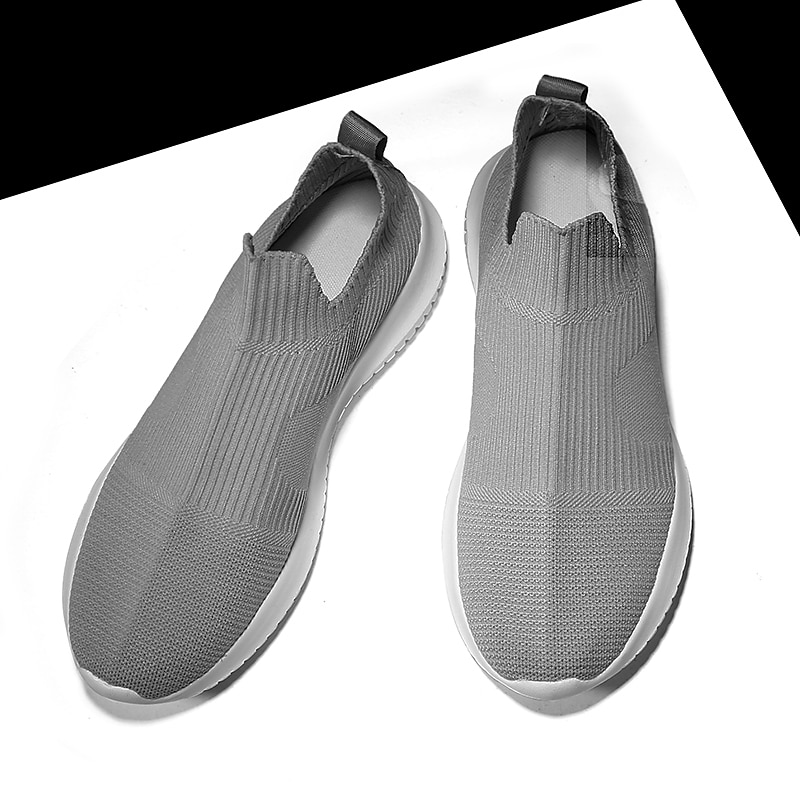 Men's Shoes Loafers & Slip-Ons Plus Size Flyknit Shoes Running Walking Casual Daily Knit Tissage Volant Breathable Loafer Black and White Black White Spring Fall 2025 - $42.99 –P5