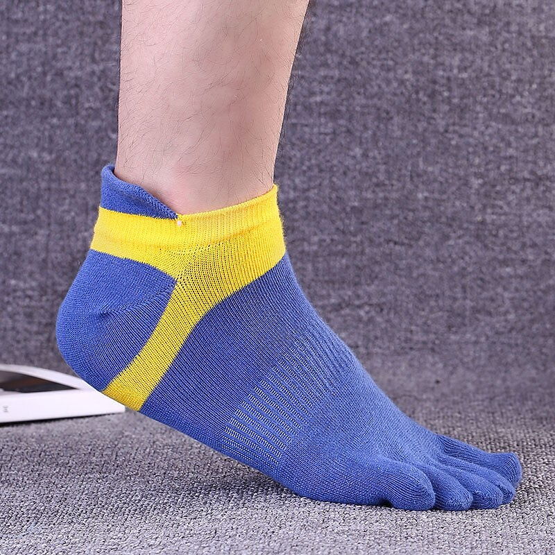 Men's 3 Pairs Ankle Socks Sport Socks / Athletic Socks Toe Socks Low Cut Socks Black Yellow Color Color Block Daily Wear Vacation Weekend Patchwork Medium Summer Spring &  Fall Stylish Casual 2025 - $11.49 –P7