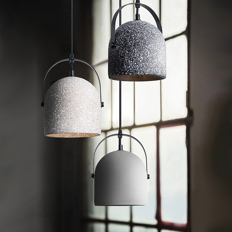 led pendel lys betong pendel lys sement stein lysekrone moderne midten av århundret moderne art deco belysning minimalistisk armatur hvit pendel 2026 - $164.99 –P4