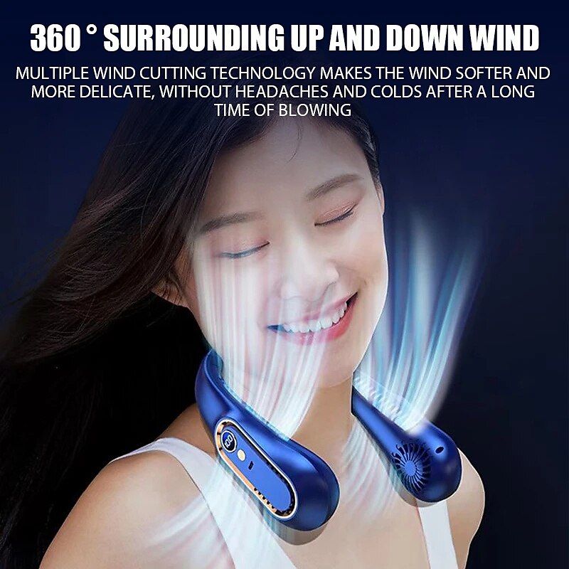 Bladeless Neckband Air Cooler – USB Rechargeable Hanging Fan with Digital Display for Portable Summer Cooling 2025 - $19.99 –P5