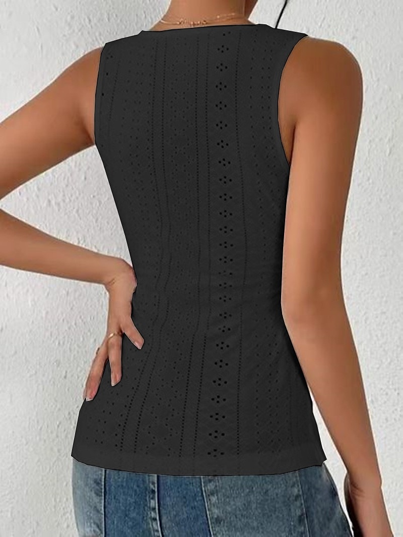 Damen Camisole Tank Top Ösen-Top grundlegende Knöpfe ärmellos reguläre Tops V-Ausschnitt lässig Schwarz Weiß Pink Blau Lila 2025 - $22.99 –P6