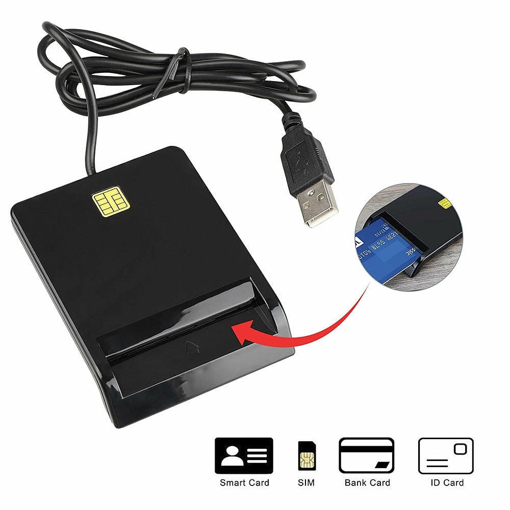 считыватель смарт-карт общий доступ cac usb для дома черный с дисководом для компакт-дисков 2025 - $11.99 –P4