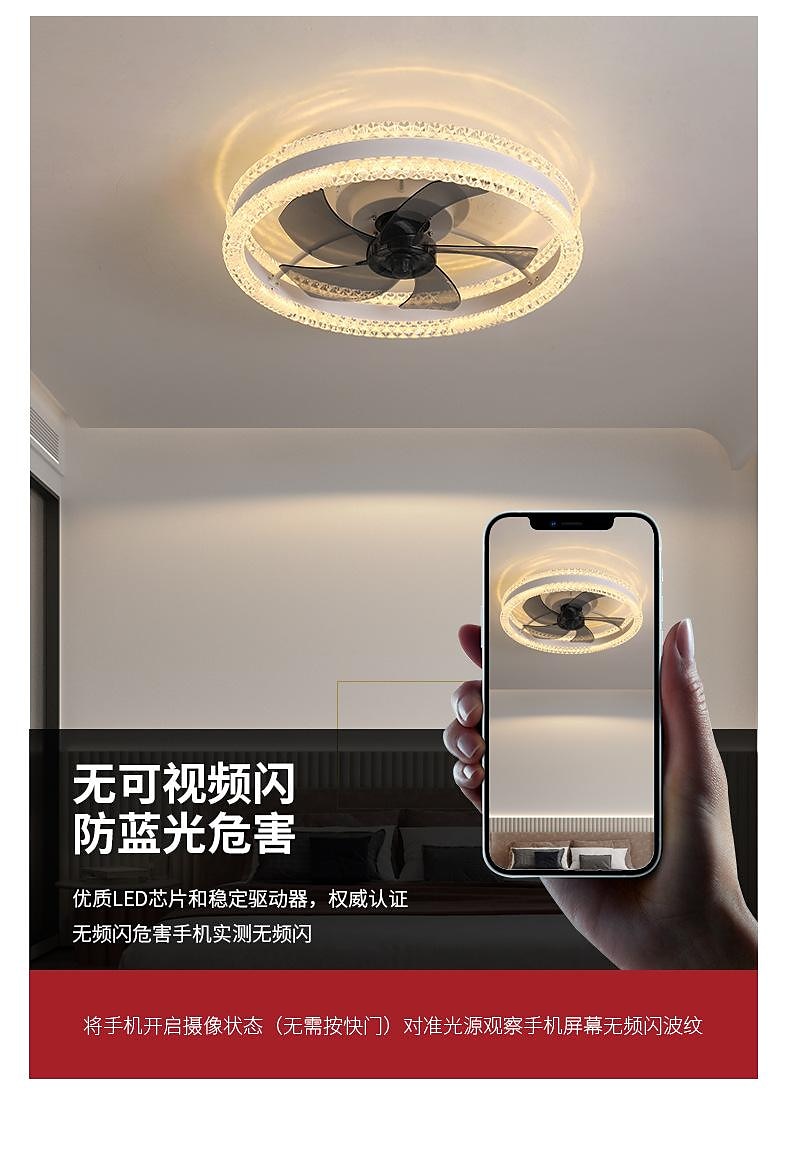 Deckenventilator mit Lichtern 19,7 "dimmbare LED 3 Farben 6 Geschwindigkeiten Timing Wendeflügel mit Fernbedienung, Haushaltsventilator-Kronleuchter, flacher Deckeneinbau-Deckenventilator für den 2025 - $230.29 –P2