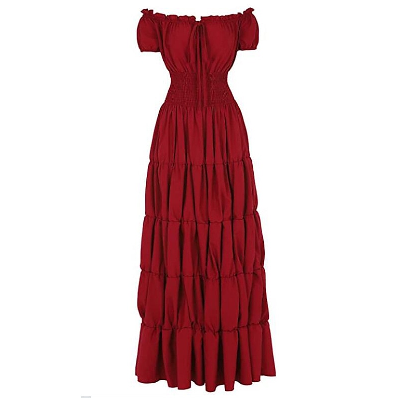 Medieval Renaissance Cocktail Dress Peasant Looks Chemise Irish Puff Balloon Sleeve Pirate Viking Outlander Off Shoulder Flounced Fancy Dress Women's Celtic Pirate Fantasy Masquerade Vacation Party 2025 - $35.99 –P7