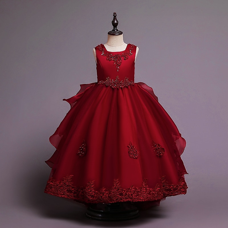 Abito da damigella d'onore bambina Da ragazza Vestito Abito da principessa Vestito da festa Formale Matrimonio Feste Elegante Da cerimonia Dolce Fiore decorativo Senza maniche Girocollo Bianco Rosa del 2025 a $56.99 –P3