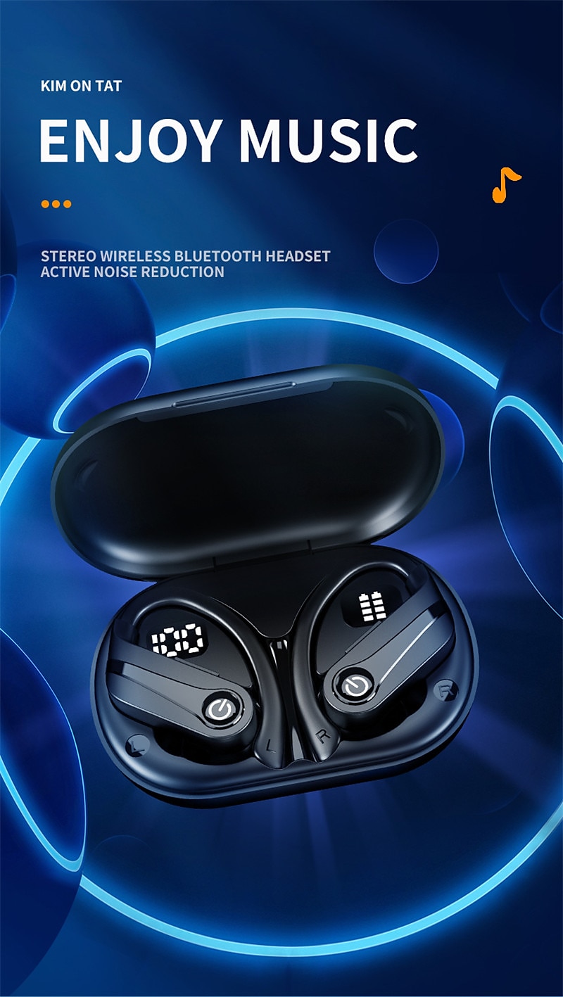 YYK-Q63 True Wireless Headphones TWS Earbuds Ear Hook Bluetooth 5.3 Smart Touch Control LED Power Display for Apple Samsung Huawei Xiaomi MI  Everyday Use Office Business Car Motorcycle Truck Driving 2025 - $35.99 –P1