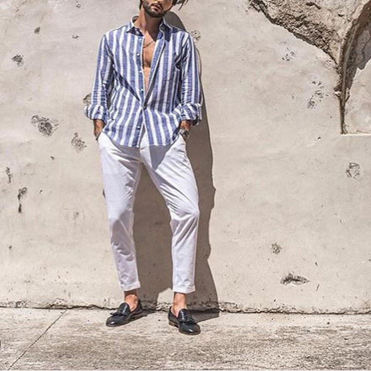 Herren Hemd Sommerhemd Lässiges Hemd Strandhemd Knopfhemd Gestreifte Hemden Rosa Blau Langarm Streifen Kargen Urlaub Täglich Bekleidung Baumwolle Baumwollmischung Modisch Brautkleider schlicht 2025 - $23.99 –P2