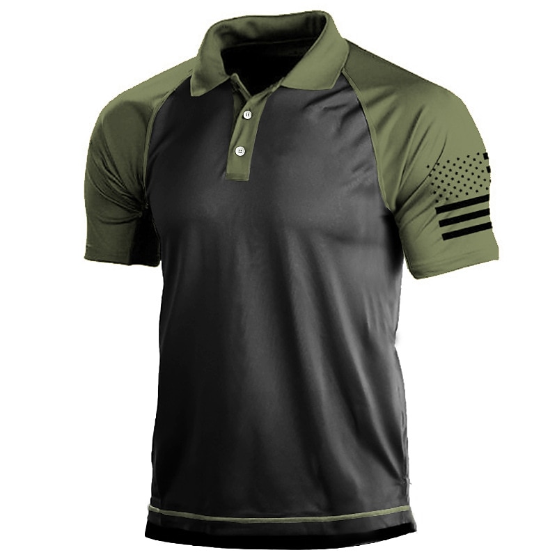 Men's Outdoor American Flag Tactical Sport Golf Neck T-Shirt Golf Shirt Tee shirt Short Sleeve Shirt Top Outdoor Breathable Quick Dry Lightweight Summer Black Green Grey Hunting Fishing Combat 2026 - $15.99 –P4