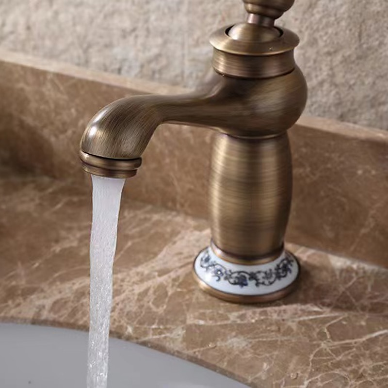 Vintage Bathroom Sink Mixer Faucet, Monobloc Washroom Basin Taps Single Handle One Hole Deck Mounted, Mono Retro Style Water Taps Hot and Cold Hose 2025 - $97.99 –P3
