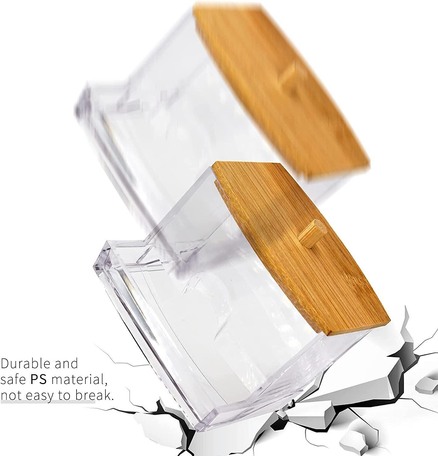 Cotton Swab Pads Holder, Qtip Cotton Buds Ball Dispenser, Bathroom Containers Apothecary Jar For Storage With Wood Lids 2025 - $6.99 –P4