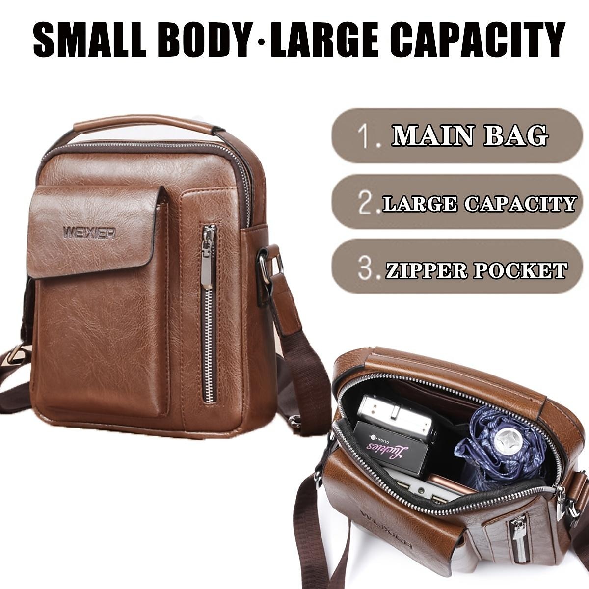 Mens PU Leather Briefcases Business Bag Shoulder Bag Fashion Crossbody Bag Retro Messenger Bags Casual Satchel Travel Bag Valentine's Day Gift 2025 - $16.99 –P9