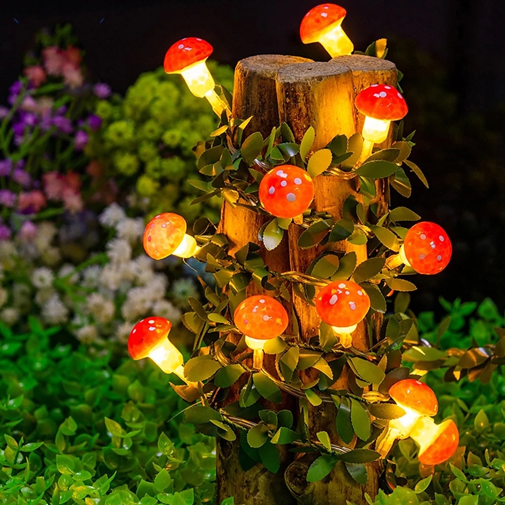 Mushroom Rattan Fairy String lights Battery Powered Garland Lights 3M-20LEDs Holiday Wedding Party Garden Indoor Outdoor Decoration 2025 - $14.99 –P1