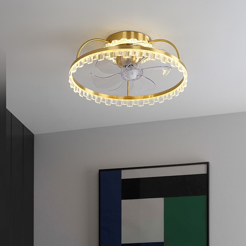 Ceiling Fan with Light Dimmable Circle Design Crystal 50cm 6 Wind Speeds Modern Ceiling Fan for Bedroom, Living Room App & Remote Control 110-240V 2025 - $331.09 –P5