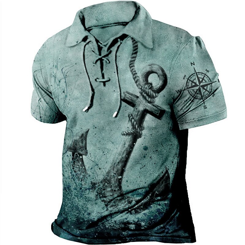 Bărbați Imprimeu Grafic Ancoră Epocă Tricou POLO Cămașă de golf Manșon scurt Cămașă Răsfrânt În aer liber Stradă Albastru Verde Albastru piscină Trifoi Kaki Gri Cordon Imprimeu Îmbrăcăminte Sport 2025 - $22.99 –P4
