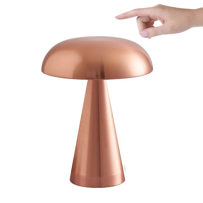Lámpara de mesa led dorada nórdica para bar, decoración de hotel, seta, luces nocturnas de escritorio recargables, lámpara de noche con interruptor táctil de 3 colores 2025 - $45.99 –P12