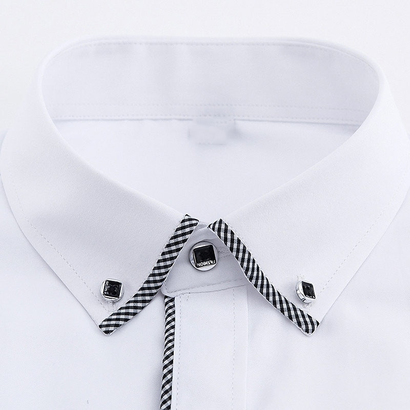Herren Oberhemd Hemd Farbblock Büro & Karriere Ausgehen Weiß Marineblau Langarm Umlegekragen Frühling Sommer Bekleidung 2025 - $21.99 –P3