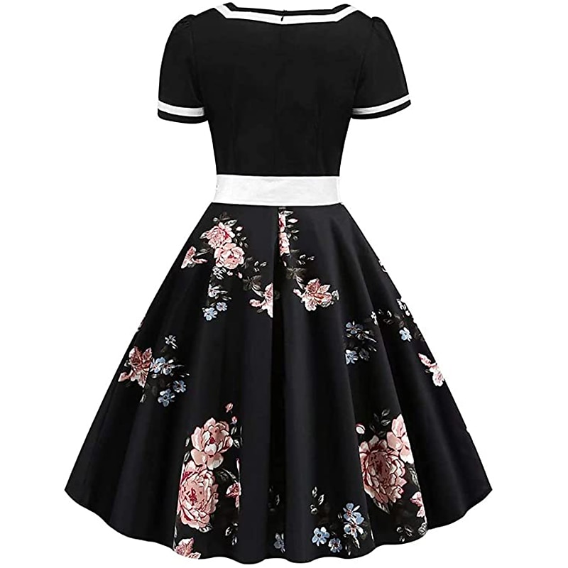 Retró 1950-es Déli A-Line ruha Rockabilly Swing ruha Virágos A-vonalú V-alakú Jelmez Női Farsang Álarcos mulatság Party estélyi viselet Hazaérkezés Koktélparty Felnőttek Ruha Hazatérő ruhák Tavaszi 2025 - $38.99 –P9