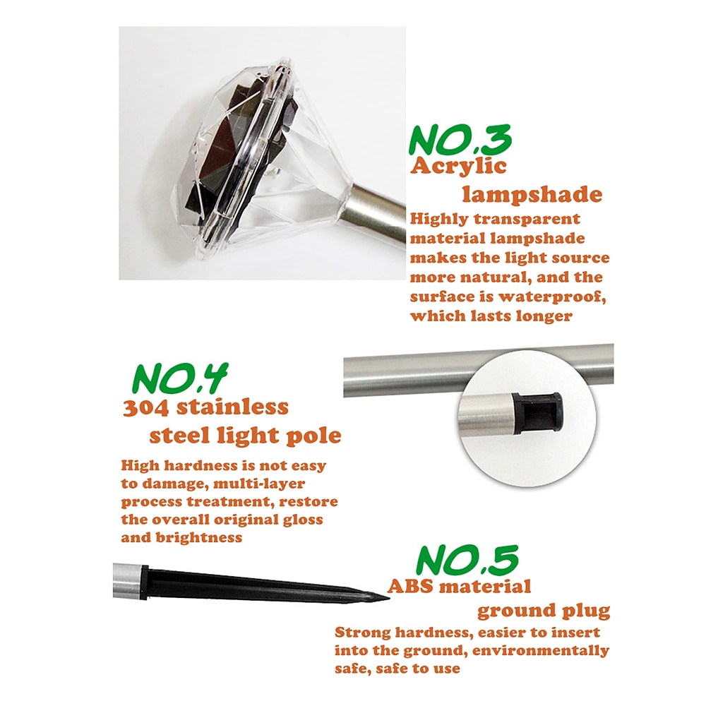 Солнечные садовые светильники, светодиодные светильники на солнечных батареях в форме ромба для свадеб, наружные садовые светильники на солнечных батареях, водонепроницаемые светодиодные светильники для дорожек, патио и газона, белый теплый разноцветный с 2026 - $16.99 –P9