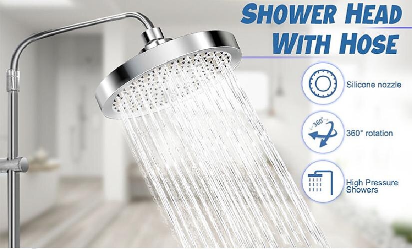 4/6 inch Rainfall Shower Head Set, 5 Mode Sprayer Showerhead with Water Filter, 360-degree Rotation High Pressure Overhead Shower Head Arm Chrome Black Silver 2025 - $9.99 –P3