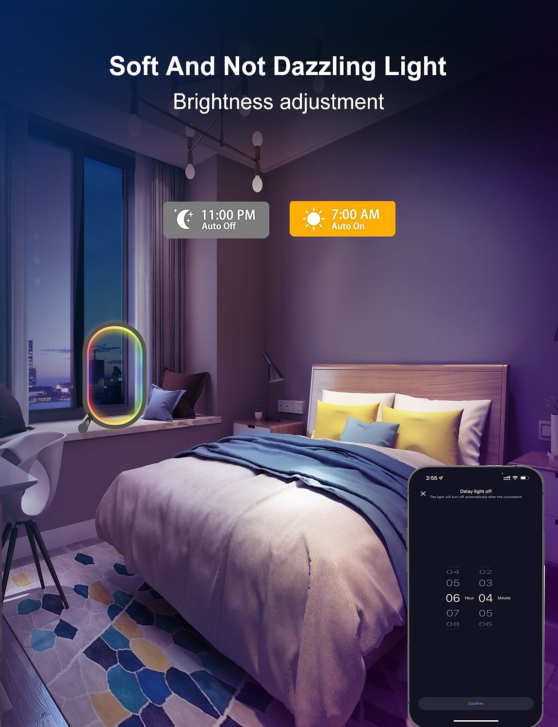 Светодиодный умный свет WiFi умная APP настольная лампа звуковое управление RGB фантомный настольный атмосферный интеллектуальный свет Esports настольное украшение Tuya WiFi Alexa USB питание 2025 - $47.99 –P5