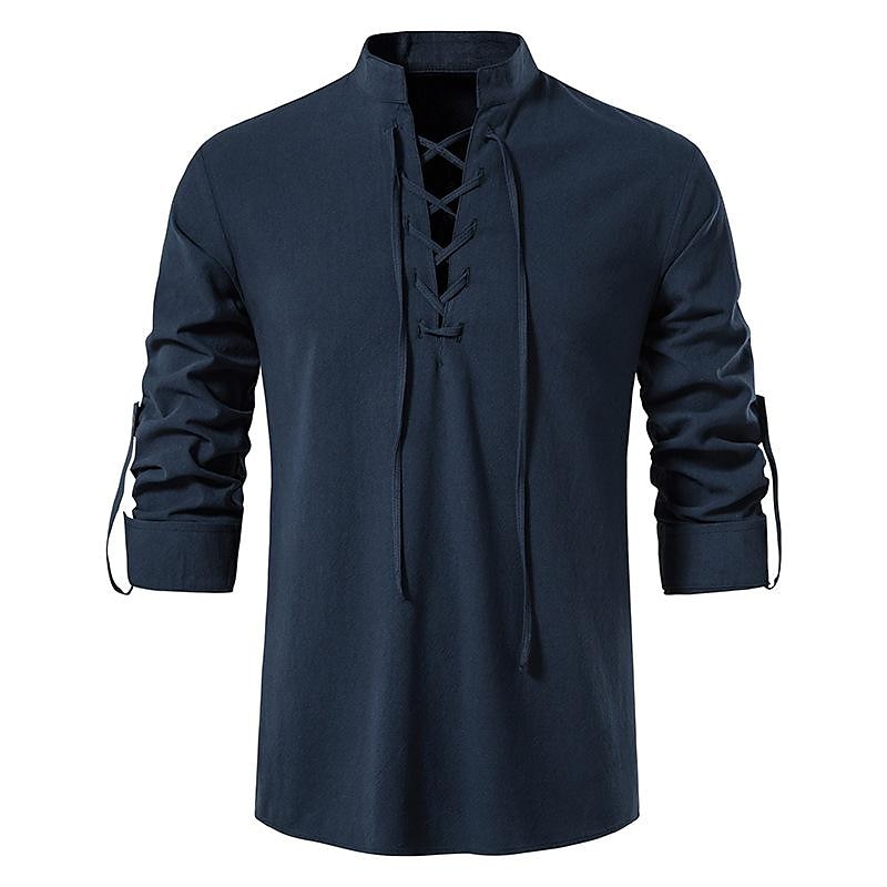 Médiéval Renaissance 17ème siècle Longueur moyenne Blouse / Chemise Costume de cosplay Ren Faire Chevalier Viking Chevalier Celtique Cordon de serrage Couleur Unie Homme Pirate Fantaisie Halloween de 2025 ? $21.99 –P7