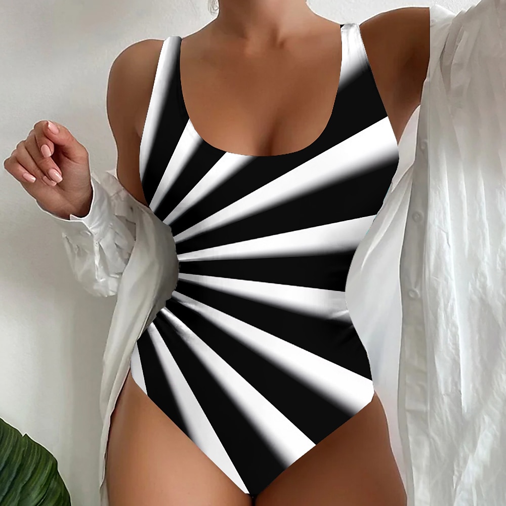 Maillots de bain pour femmes Une pièce Maillot de bain Normal Imprimé Rayé Vêtement de plage Été Maillots de bain de 2025 ? $26.99 –P1