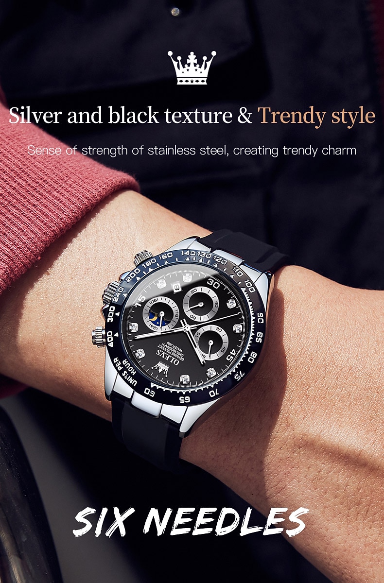 OLEVS 2875 Luxe Heren Horloges Top Merk Quartz Horloge Siliconen Sport Datum Chronograaf Waterdicht Multifunctioneel Horloge 2026 - $41.99 –P5