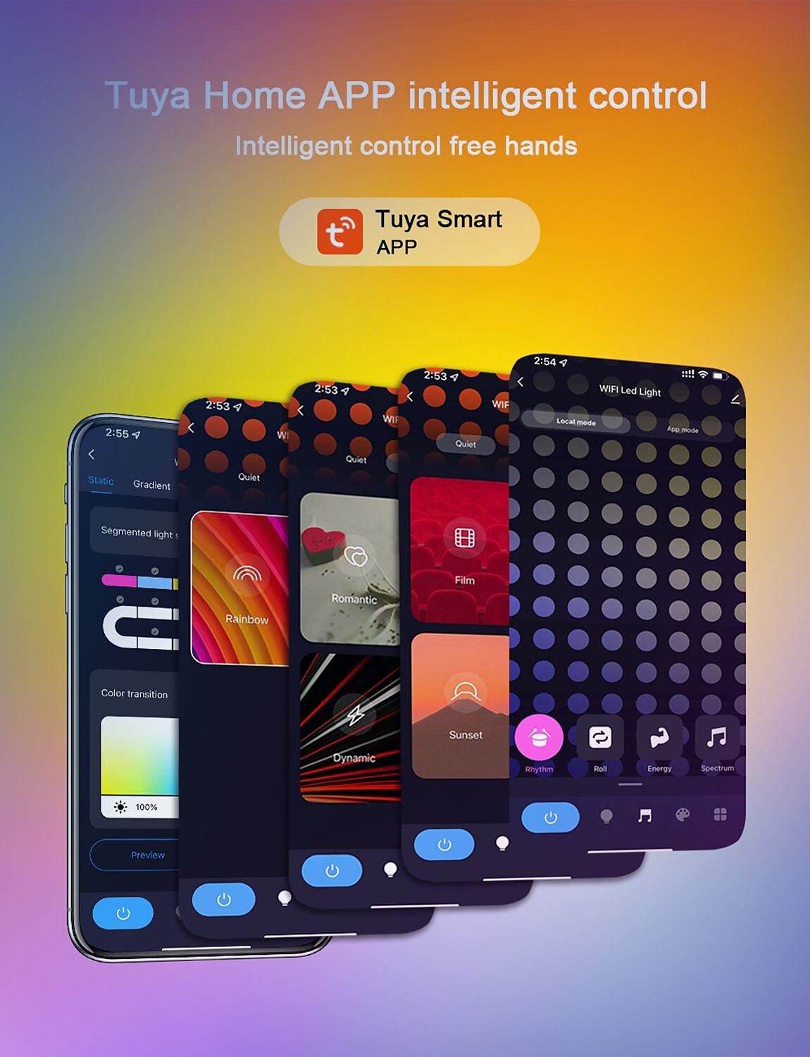 Светодиодный умный свет WiFi умная APP настольная лампа звуковое управление RGB фантомный настольный атмосферный интеллектуальный свет Esports настольное украшение Tuya WiFi Alexa USB питание 2025 - $47.99 –P12