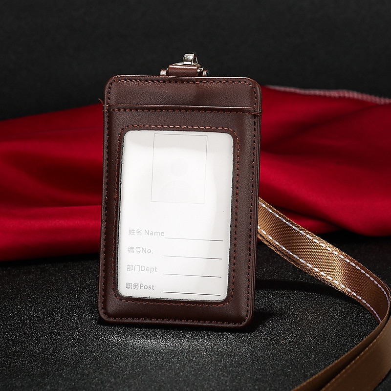 Skutečná kůže pracovní držák karet módní ID badge držáky s nylonovým šňůrkou ID případ kancelářské potřeby 2025 - $11.99 –P5