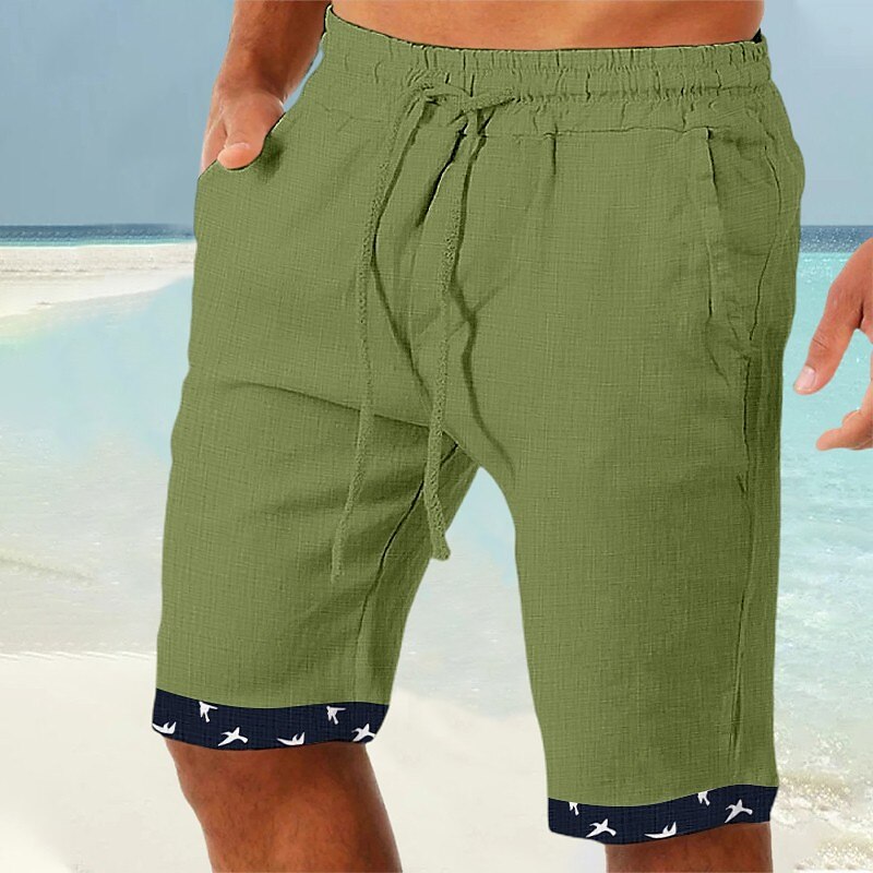 Homens Calção Shorts de verão Shorts de praia Patchwork Com Cordão Cintura elástica Tecido Conforto Respirável Curto Casual Diário Feriado Moda Estilo Clássico Branco Azul de 2025 por $20.99 –P5