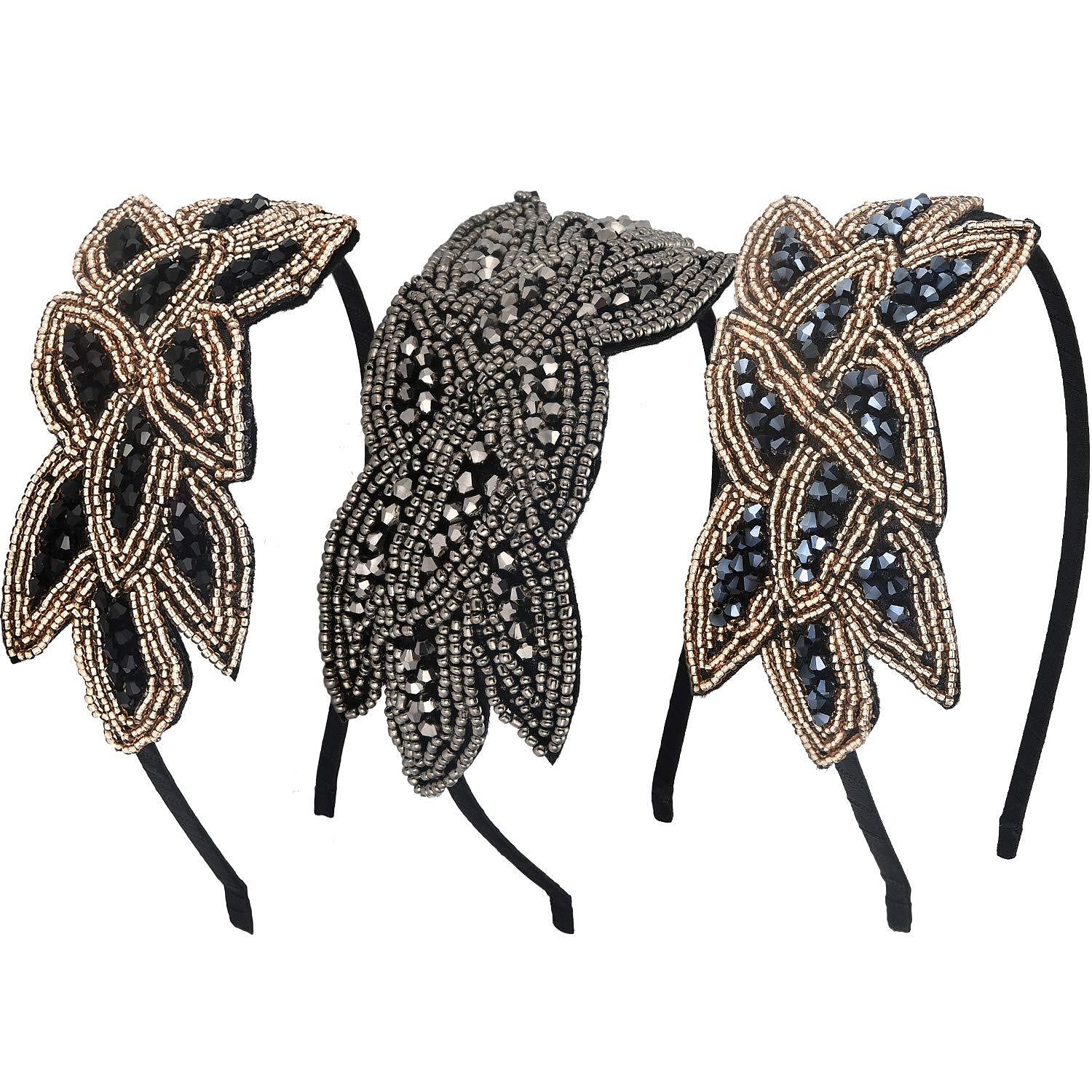1920s Flapper Headbands for Women 20s Vintage Headpiece Rhinestone Beaded Leaf Hairband Hair Accessory 2025 - $10.49 –P9