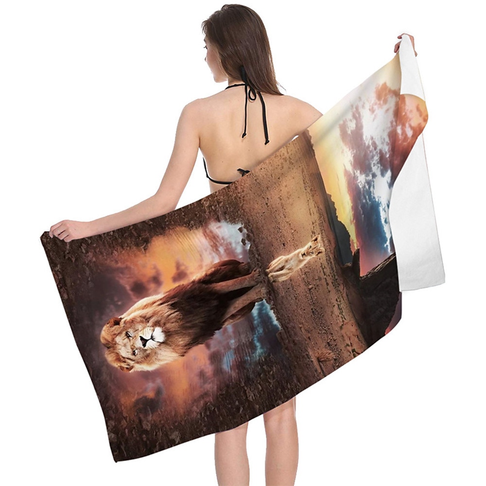 1PC Beach Swimming Towels Tiger Lion Wolf Cartoon Animal Pattern Printing Folded Quick-Dry Soft Towels Home Decor Travel 2025 - $12.99 –P10