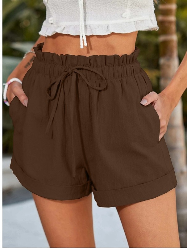 Dame Shorts Mote Kort عادي Snorer Sidelommer Komfort Uelastisk Fritid / hverdag Svart Blå Brun Grønn Normal 2025 - $18.99 –P13