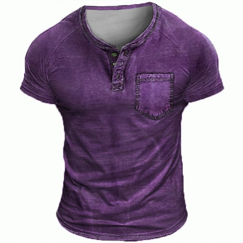 Homens Camiseta Camisa Henley T-shirt Manga Curta Tecido Moda Designer Básico Estilo vintage Henley Férias Rua Para Noite Verão Cinzento Camiseta Henley de 2026 por $20.99 –P3